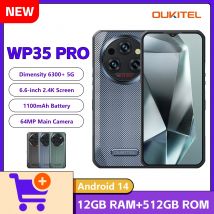 Oukitel WP35 PRO Smartphone robusto Android 14,Dimensity 6300+ 5G,11000mAh,12GB+512GB, schermo 6.6"2.4K, fotocamera 64MP, NFC, telefono cellulare