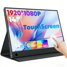 Amoudo 14 Zoll Touchscreen Tragbarer Monitor 1920 x 1080P Zweitbildschirm FHD Leichtgewichtig Dünn USB Typ-C Mini HDMI Erweiterter Bildschirm