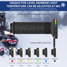 1 Pair 12V 22mm Motorcycle Hand Heated Grips 5-Gear Temperature Adjustable Electric Heating Handle Universal Motorcycle Hot Grip