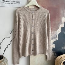 Einreiher Beiläufige Gestrickte Pullover O Neck Frauen Herbst Und Winter Koreanische Mode Tops Langarm Weiß Strickjacke Weibliche