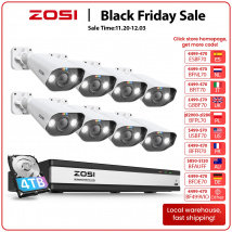 ZOSI 16CH 4K PoE Sistema di telecamere di sicurezza domestica 8MP NVR Set Outdoor Indoor Visione notturna a colori AI Telecamera IP Kit di videosorveglianza