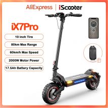 iScooter  Ix7pro-patinete eléctrico de doble conducción, Scooter de 10 pulgadas, antideslizante, todoterreno, velocidad de 60 KM/H, con aplicación, 17,5 Ah, 2000W