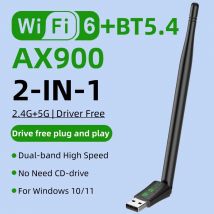 AX900 WIFI6 USB Adapter 600Mbps Bluetooth 5.4 Dual Band 2.4/5G Drive Free Network Receiver, Suitable for Computer Windows 10/11