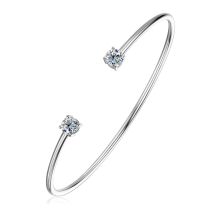 IOGOU 5 mm 0,5 ct D Moissanit Diamant Manschette Armreif für Frauen Hochzeit Armband Echt Silber 925 Offene Armreif Engagement edlen Schmuck