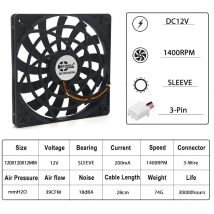 1 Stück SXDOOL 12 mm ultradünner Lüfter 120 x 120 x 12 mm 12 cm 120 m Lüfter DC 12 V 3-polig 1400 U/min DC-Kühlung für Computergehäuse 1212S12S 12012