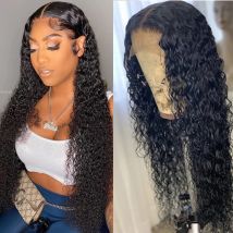 Peruvian Water Wave Human Hair Wigs 13x4 Transparent Lace Front Wig Pre Plucked Virgin Hair 4x4 Lace Closure Wig For Black Women