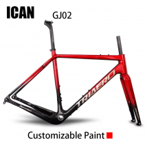 ICAN GJ02 Gravel Scheibenbremse Carbon Cyclocross Fahrradrahmen Interne Kabelführung Max Reifen MTB 29er x 1,95 Straße 700Cx45mm