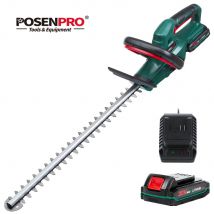 20 V Akku-Heckenschere, Gartenschere, Gartenwerkzeug-Set, 2,0 Ah Akku, Schnittlänge 520 mm, Zahnabstand 15 mm, POSENPRO