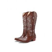 BLXQPYT Retro Cowboy Boots for Men And Women Black Brown Leather Winter Shoes Embroidered Western Unisex Footwear 0999