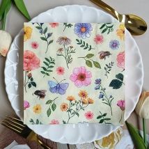 20 Stück 33 cm 2-lagige bunte Blumenservietten Valentinstag Hochzeit Papier Schmetterling Bart Papier Weinglas Blumenpapier Tischsets