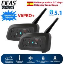 EJEAS solo tienda oficial en el extranjero V6PRO + intercomunicador para motocicleta casco Bluetooth 5,1 auriculares 6 conductores 800m comunicador impermeable