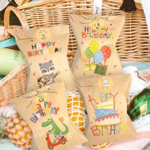 24 set di sacchetti di carta Kraft di ringraziamento carino arcobaleno Dino sacchetto regalo di buon compleanno fiore retrò sacchetto di bomboniere caramelle forniture per biscotti