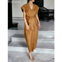 Korea Mode neue Sommer Frauen unregelmäßig elegantes Kleid lässig Büro Damen Damen Pullover A-Leinen Kleider schwarze Schleife langes Kleid
