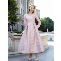 Elegante Frauen lange Maxi Jacquard Kleid Party Mode Blumen kleidung Neuankömmling Abend Vintage Damen Ballkleid Vestido