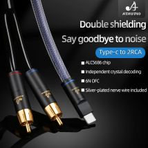 ATAUDIO HiFi USB Typ-C auf 2RCA Audiokabel Hochwertiges OFC Typ-C auf 2RCA Stecker Professionelles HiFi-Kabel für Telefonlautsprecher
