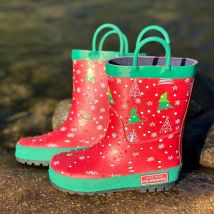Weihnachts-Regenstiefel für Kinder, rutschfest und wasserdicht, führender Trend, mit Doppelohr-Design, geeignet für Outdoor-Freizeit