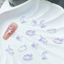 50 stücke lila gemischt 3d Mond wolke Stern Nagel Charms Bulk Kawaii Lumionus Mini Eis wolke Nail Art Dekor Zubehör DIY Lieferungen