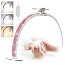 DianaBeauty Half Moon Light 35W Nail Desk Lamp U Shaped 364 LEDs Fill Light with Phone Holder Foldable Table Lamp for Manicure