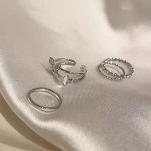 3/4 Stücke Modische Punk Stil Schmetterling Metall Ringe Set Für Frauen Partys Festivals Geschenke Tägliche Vielseitigkeit Schmuck 20234