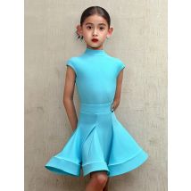 Children Latin Dance Training Costume Kids Girls Bodysuit and Fishbone Swing Skirt Samba Competition Dancewear Women Competition