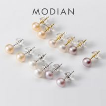 Modian Mehrfarbige natürliche Perle, hochwertiges 925er-Sterlingsilber, Anti-Allergie-Ohrstecker für Damen, edles Schmuckzubehör