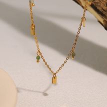 WILD & FREE Exquisite Edelstahl Halskette für Frauen Glas Kristall Charms eleganter Schmuck 18 Karat vergoldet wasserdicht