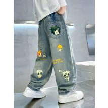 Jungen-Jeans 2026 Frühling und Herbst Cartoon Kinderhosen Modische Gerade Hosen für Große Jungen Hip-Hop-Hosen für Kinder 4-14 Jahre