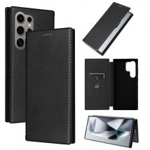 Magnetische Schließen Carbon Fiber Flip-Cover Leder Brieftasche Fall Für Samsung Galaxy S25 Ultra S24 S23 S22 S21 S20FE S24FE S23FE S21FE