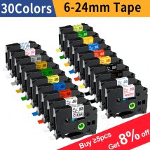 6/9/12/18/24mm dla taśmy Brother 12mm kompatybilna taśma do etykiet tze tze231 251 dla Ptouch PTH110