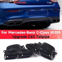 Für mercedes-benz c-klasse w205 auspuff modifiziert c63 vier auslässe quadratisches endrohr c180 c200 c260 c300l upgrade quadratisches endrohr
