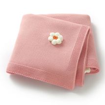 Baby Decke Stricken Neugeborenen Jungen Mädchen Bettwäsche Quilt 100*80CM Infant Kinderwagen Swaddle Wrap Super Weiche Mode Nette 3D Blumen Plaid