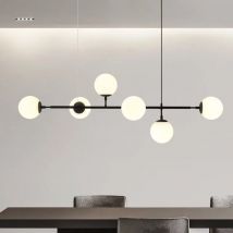 Lampada a sospensione ristorante nordico postmoderna 6 luci lampade a sospensione in vetro oro nero sala da pranzo cucina bar apparecchio a sospensione