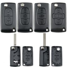 Funda para llave remota de 2/3/4 botones compatible con Peugeot 207 307 308 407 607 807 Citroen C2 C3 C4 C5 C6 carcasa plegable para llave de coche
