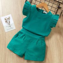 Kinder Mädchen Kleidung setzt Sommer neue Baby Mädchen Kleidung Kurzarm T-Shirt Hose Kleid 2 Stück Kinder Kleidung Anzüge