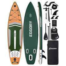 Eggory Tavola da Stand Up Paddle Gonfiabile 11' Effetto Legno con Supporto per Telecamera, Capacità 150kg, Zaino, Pompa e Ponte Antiscivolo
