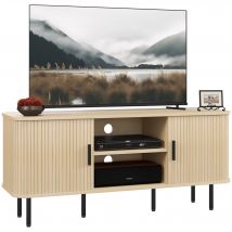 HOMCOM Mueble de TV Vintage con 2 Puertas Correderas de Tambor 120x40x55cm Roble