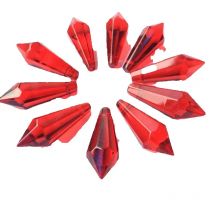 Top Quality 120pcs Red Color Glass Chandelier Icicles Pendants Crystal Prisms Lamp Parts Hanging Drops ( Free metal Jump Rings)