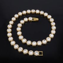 ZAKOL Hip Hop Trendy 12MM Width Round Rhinestone Tennis Bracelet Necklace Set for Women/Men Fashion Hippie Necklace Jewelry