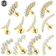 1pc Titan Zirkon Gebogene Labret Helix Piercings Innengewinde Ohr Stud Ohrringe Tragus Piercing Körper Schmuck