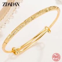ZDADAN 925 Silber 18 Karat Gold Einfache Verstellbare Armband Armreif Für Frauen Hochzeit Mode Schmuck