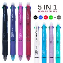 Kreativer 5-in-1 löschbarer Gelstift, 0,7 mm, Blau, Schwarz, Rot, Grün, magische Minen, 0,5 mm Druckbleistift, Schreiben, Malen, Schreibwaren