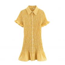 Plaid Frauen Kleid Frühling Kurzarm Taste Mini Kleider Weibliche Frauen Kleidung Neue in Party Kleider 4661327