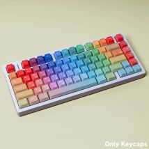 Farbverlaufs-Tastenkappen, PBT-Kirsch-Tastenkappe, koreanisches Englisch, deutsche 131-Tasten für mechanische Tastatur, glänzen durch die Seite, Regenbogen-Geschenk für Mädchen