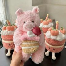 New JC Peach Cake and Leola Bear Hug Strawberry Cake Plush Toys - Perfect for Children's Birthdays and Christmas Gifts