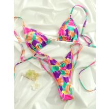 Extrem bedruckter Bikini für Damen, ausgeschnittene Badebekleidung, Badeanzug mit niedriger Taille, Mikro-Bikini-Set, Badeanzug, Dreieck, Strandmode 2024