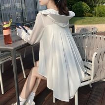Freizeitkleidung, fester Mantel, UV-beständig, mit Kapuze, Reißverschluss vorne, kurz und hinten, lange Taschen, Sonnenschutz-Shirt, langärmelig, Sommer-Damen