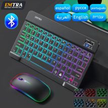 EMTRA podświetlana klawiatura Bluetooth mysz dla IOS Android Windows dla iPada portugalska