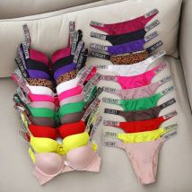 Damska Nowa Seksowna Bielizna Sportowa Klasyczna Z Usztywnianymi Miseczkami Regulowany Push-up Biustonosz w Kształcie Litery V Komplet Bielizny Rozmiar S