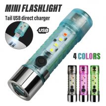 Mini torcia LED super luminosa 4 colori con testa di ricarica USB posteriore e magneti Luce da campeggio impermeabile con luce laterale