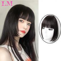 Synthetisches Damenhaar, kurz, gerade, Prinzessinnenschnitt, Pony, natürliches gefälschtes Kunsthaar, Clip-in-Haarteile für schwarze hitzebeständige Fasern